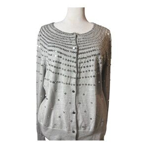 Active Seller! Banana Republic Large Gray Sequin Cardigan Silver